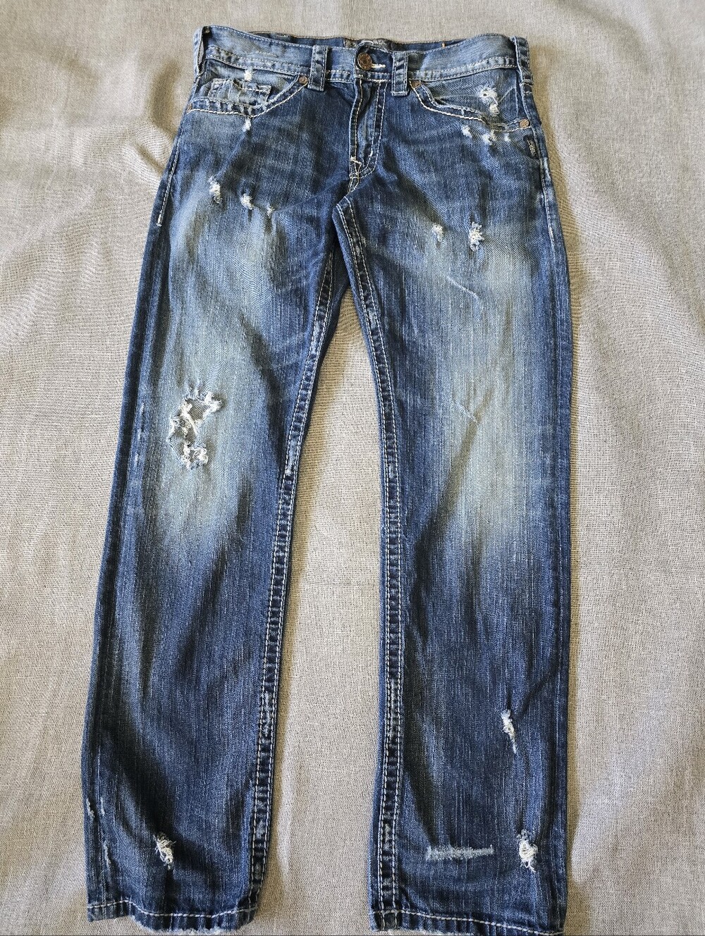 Silver Jeans "Eddie" Distressed Blue Denim Jeans Size W32 L32